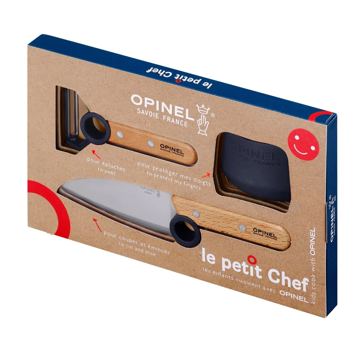 Opinel - Coffret Le Petit Chef (couteau+protège doigt+éplucheur) - bleu    - Opinel - Couteau de cuisine - 